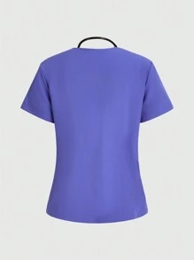 TaskEZ Solid Color Simple Daily  Uniform Scrub Set - Purple - View 10