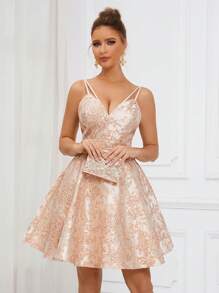 SHEIN Belle Thanh lịch, Lãng mạn, Dễ thương, Tinh tế và Quyến rũ, Thời trang và Phổ biến Váy cổ tim hoa 3D màu hồng dành cho nữ, Dây đeo rộng, Miếng đệm ngực tích hợp để tránh lộ, Cạp cao, Váy chữ A, Hoàn hảo cho Kỳ nghỉ, Lễ hội âm nhạc, Tốt nghiệp, Về quê, Tiệc tùng, Tiệc cocktail, Sự kiện trang trọng Váy dự tiệc cưới bán trang trọng, Sinh nhật, Bữa tối - Bạc - Xem 5