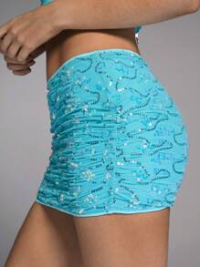 Forever 21 Women's Sparkly Solid Color Bodycon Skirt For Summer - Blue - View 2