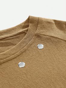 Manfinity VCAY Camiseta de hombre de manga corta tejida holgada con parches, adecuada para un estilo de verano rebelde y vanguardista