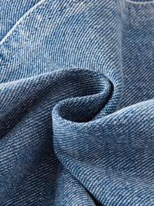 Young Girl Spring New Washed Long Fitting Distressed Denim Jacket, Hip-Length - Light Wash - View 7