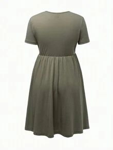 SHEIN 休閒針織純色舒適簡單孕婦裝 - 軍綠色 - 查看 8