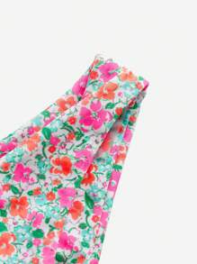 Swim Mod 女士夏季海灘小花交錯露背比基尼套裝，無鋼圈 - 彩色 - 查看 5