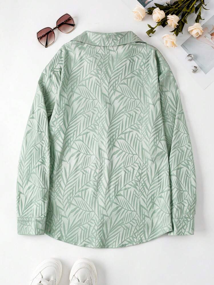 Women's Loose Fit Plant Printed Shirt