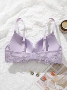 DesireSculpt Lace Women's Bra With Underwire, 1pc Lingerie - Purple - View 5