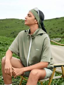 In My Nature Chaqueta deportiva de mujer para exteriores, ideal para viajes urbanos, mangas desmontables, doble uso, ligera, corte holgado, abrigo con capucha