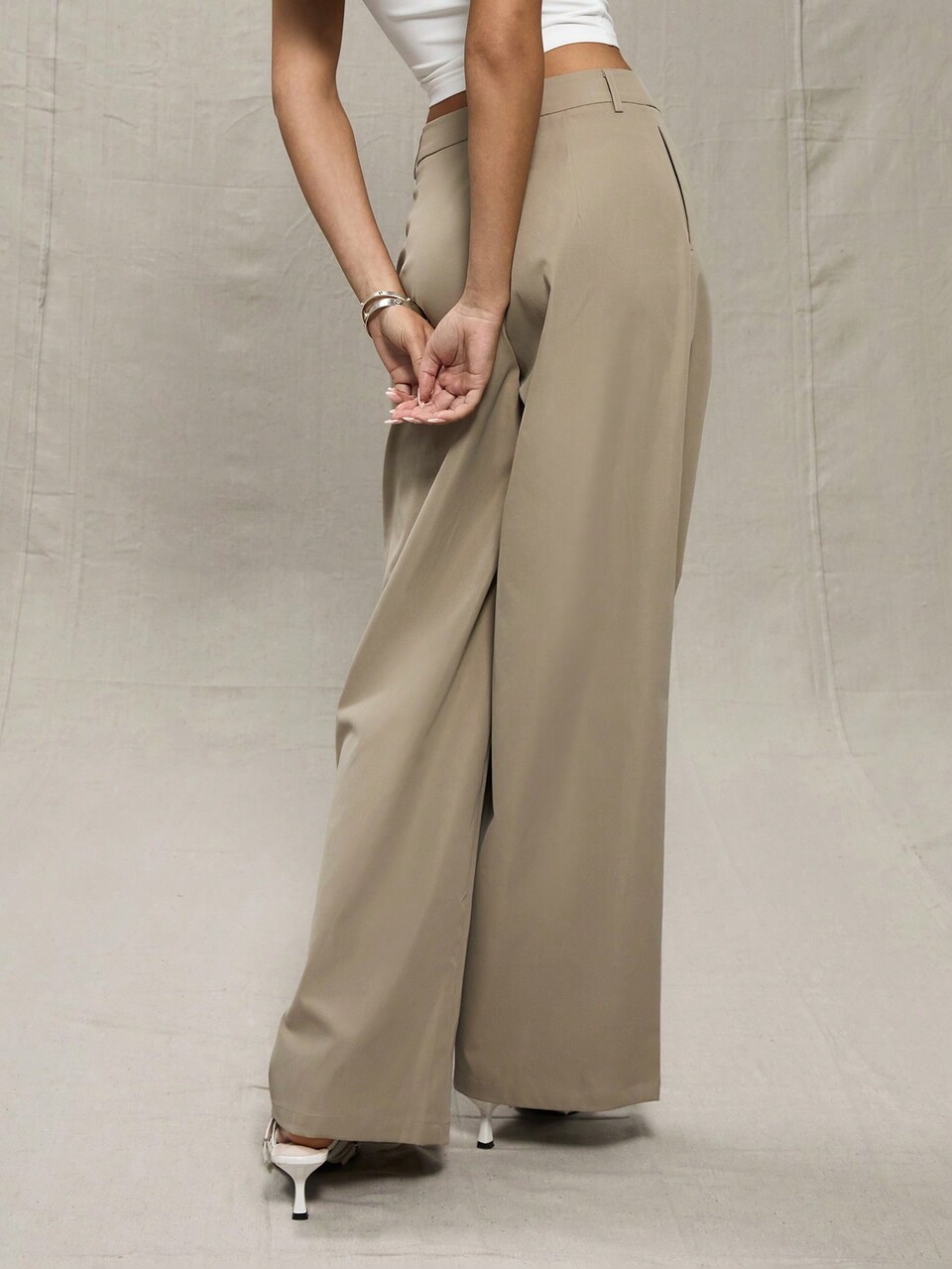 Stone Straight Leg Tailored Trousers