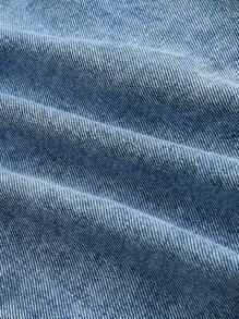 SHEIN PETITE CURVE 女式加大码蓝色结饰牛仔连体裤