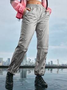 In My Nature Pantalones deportivos a prueba de viento para mujer, para senderismo, correr, entrenar, ideal para desplazarse por la ciudad - Plateado - Ver 7