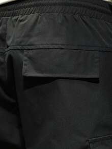 Boyfriend-Stil Herren Lässig Sport Shorts mit Taschen, Kordelzug und Buchstaben Aufdruck, Jogginghose - Schwarz - Übersicht 5