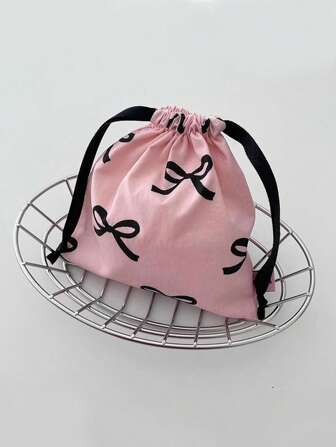 Kawaii Minibolso rosa con cordón, diseño coreano INS, con forma de mariposa. Ideal como neceser, bolso pequeño, organizador de joyas y papelería. Fácil de llevar.