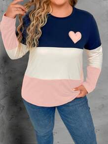 Calvaya Áo thun tay ngắn họa tiết trái tim khối màu cỡ lớn cho mùa hè Áo thun họa tiết dành cho nữ - Nhiều màu - Xem 6
