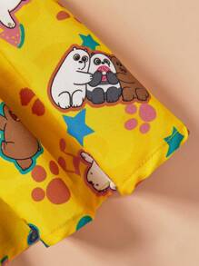 We Bare Bears X SHEIN Schattig jurkje voor babymeisje met contrasterende cartoonprint en ruches