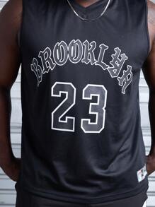 Gym Rark Men's Plus Size Summer Casual Letter & Number Printed Sports Tank Top - Black - View 4