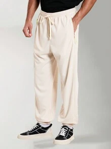 Manfinity VCAY Men's Casual Solid Color Drawstring Waist Tapered Joggers