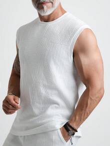Manfinity Homme Ensemble Débardeur Et Short Sans Manches unicolore Simple Pour Hommes - Blanc - Voir 6