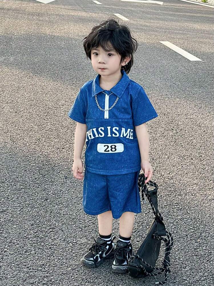 Baby Boys' Summer New Polo Shirt Fashion Short Sleeve Shorts Set