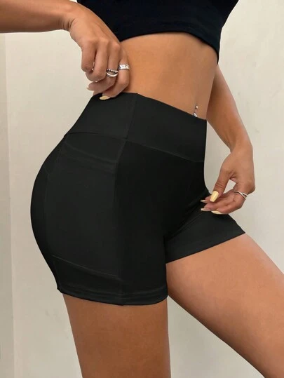 SHEIN EZwear Women's Solid Color Anti-See Through Short Leggings