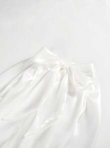 Women Loose High Neck Solid Color Lantern Sleeve Elegant Spring And Autumn Top - White - View 5