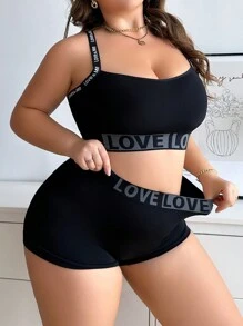 Set de 2 sujetadores deportivos cómodos sin costuras de jacquard con letras