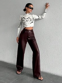 RueChic Vaqueros De Mujer Con Bolsillos - Óxido marrón - Ver 4