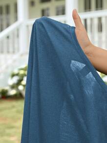 EMERY ROSE Women's Simple Solid Color Daily Thin Cardigan In Fall/Winter - Blue - View 6