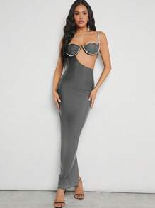 SHEIN Unity 鑽石修飾鑲嵌緊身連衣裙