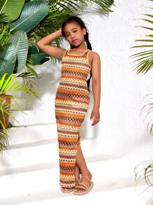 SHEIN Robe sans manches décontractée et de vacances pour préadolescentes