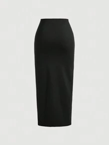 SHEIN MOD White Twist Bandeau Top & Long Skirt Two-Piece Set - Black - View 6