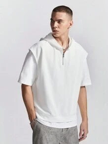 Manfinity VCAY Suéter de punto flojo de manga corta para hombre, adecuado para verano