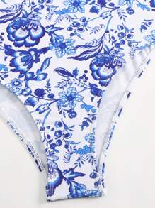Swim Oasis 大尺碼花卉印花V領修身夏季沙灘泳衣和裙子 - 彩色 - 查看 7