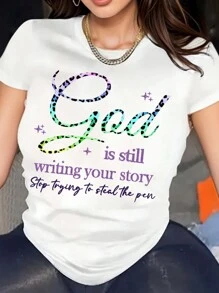 上帝寵愛，老公寵壞信封字母女士短袖T恤