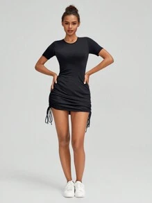 GLOWMODE Modal Playtime Long-Sleeve Pleated Dress Daily Casual - Black - View 7