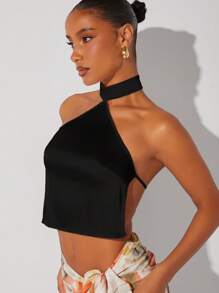 Hauture Halter Neck Tie Backless Top