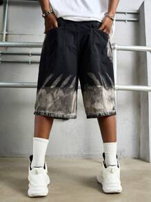 Manfinity EMRG Bermuda di jeans casual da uomo con tasche, pantaloncini di jeans larghi per uscire, pantaloncini di jeans neri oversize, adatti come regalo per marito o fidanzato