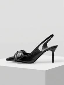 MOTF PREMIUM HIGH-HEELED SHOES FOR WOMEN WITH POINTED TOE, THIN HEELS, BOWKNOT AND METALLIC COLOR - Black - View 2