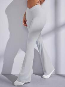 SHEIN Sports Quần thể thao thanh lịch dành cho nữ Yoga & Fitness để mặc hàng ngày và đi chơi thông thường - Xám - Xem 1