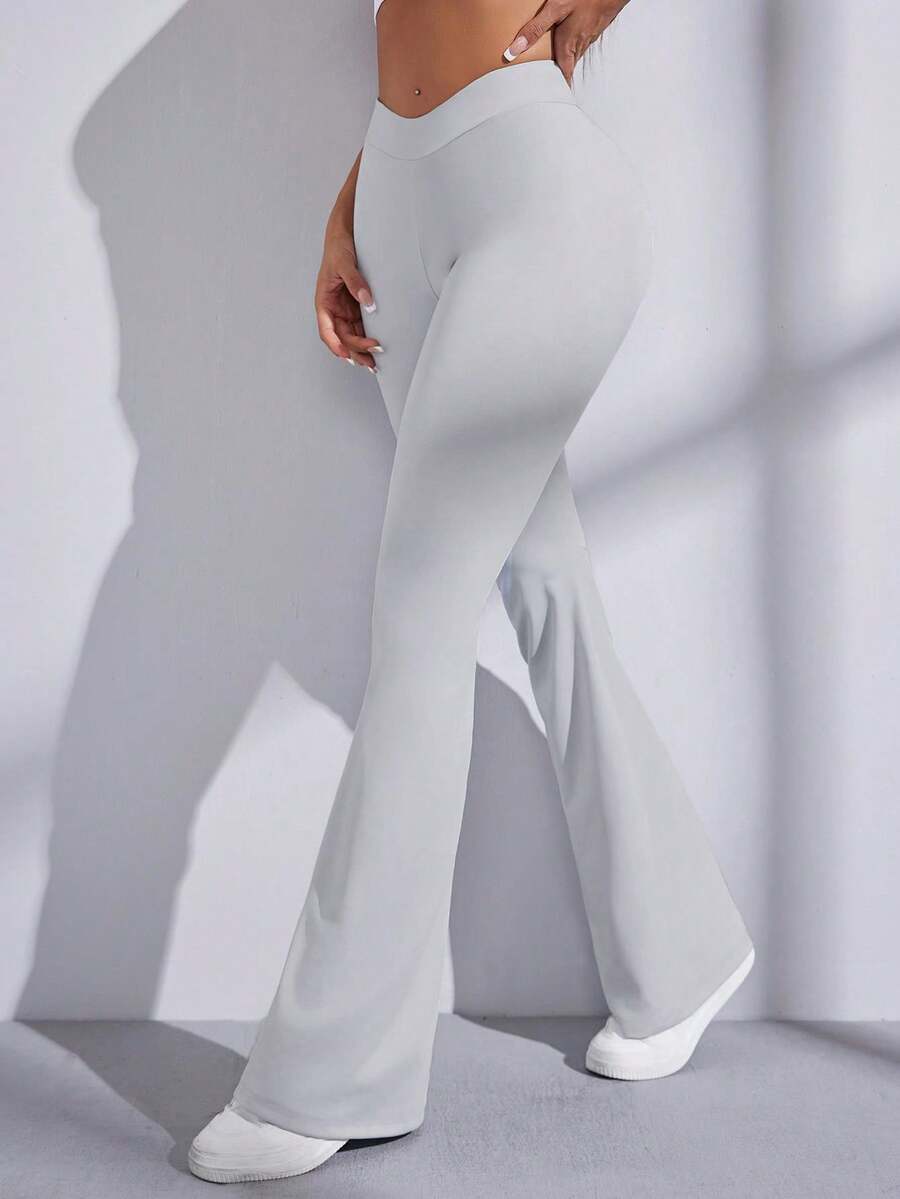 SHEIN Sports Quần thể thao thanh lịch dành cho nữ Yoga & Fitness để mặc hàng ngày và đi chơi thông thường - Xám - Xem 1