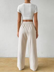 Chiquease Ladies' Solid Color Pleated Casual Daily Wear Pants