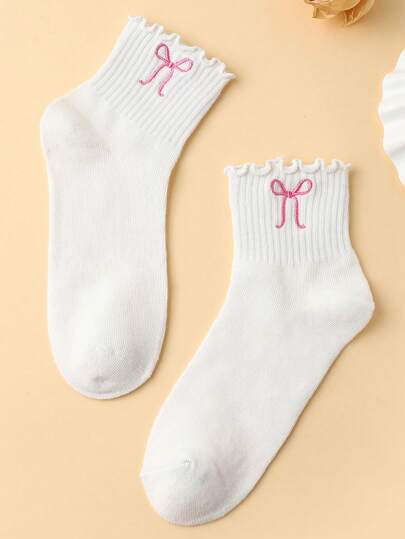 SV Pattern Studio Artist Girlcore 女士蝴蝶结印花中筒休闲袜，带蝴蝶结装饰，节日