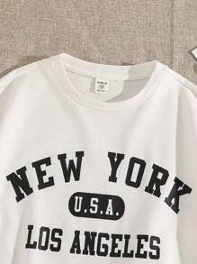 Tween Girl Casual Knit Round Neck Short Sleeve T-Shirt And Shorts Set For Spring/Summer Outfits - White - View 3