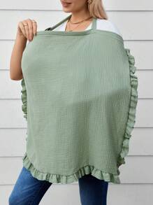 1pc Pure Cotton Soft Skin-Friendly Nursing Cover With Lace Trim For Breastfeeding Moms, Great For Outdoor Use