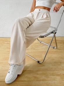 Chiquease Ladies' Solid Color Pleated Casual Daily Wear Pants