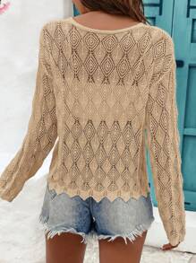SHEIN Frenchy Cardigan en crochet d'été pour femmes, avec évidements, idéal pour les vacances d'été et la plage
