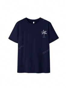T-shirt à col rond à manches courtes d'été et de printemps pour femmes, imprimé avec un slogan de palmiers. Style décontracté et à la mode pour les vacances, un indispensable pour votre quotidien. Tee-shirts graphiques pour femmes en blanc, noir ou rose, tenues de vacances pour femmes