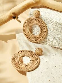 Travachic Aretes casuales y simples de aro redondo para mujeres, adecuados para viajar - Café - Ver 5