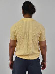 DAZY Men's Summer Solid Color Knitted Top - Yellow - View 2