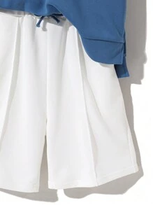 Tween Boy 3 chiếc áo vest màu trơn thường ngày + áo thun ngắn tay + trang phục quần dài kèm áo hoodie - Màu xanh lam - Xem 8