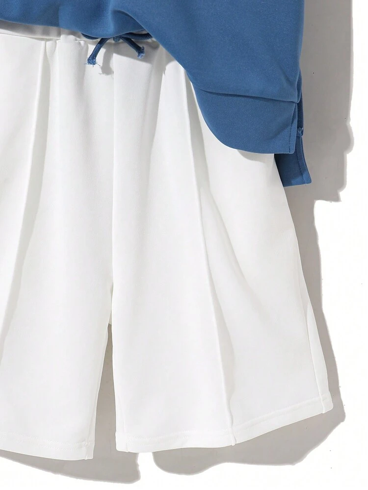 Tween Boy 3pcs Casual Solid Color Vest + Short Sleeve T-Shirt + Long Pants Outfits With Hoodie