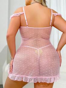 2pcs Romantic Series 3D Flower & Ruffle Edge Sexy Lingerie Set - Pink - View 2